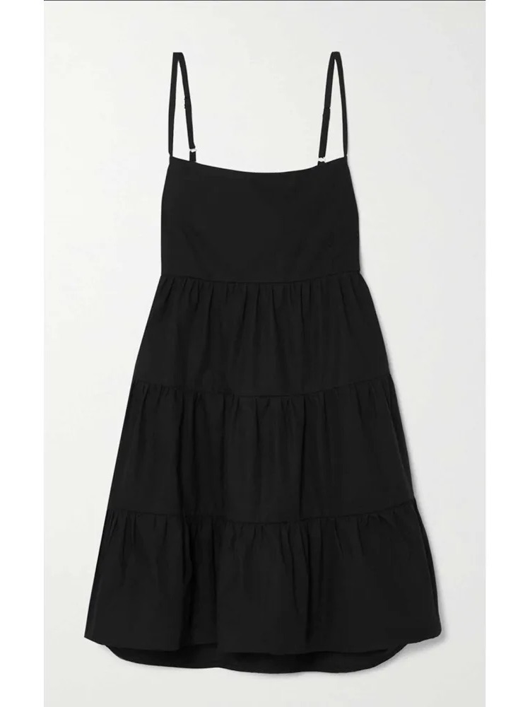 Faithfull The Brand Black Tiered Mini Dress